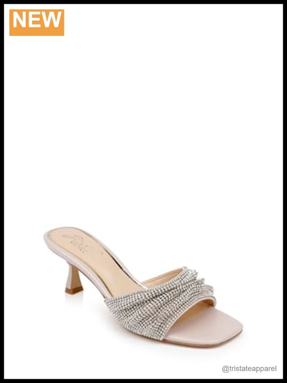 Jewel Badgley Mischka Humor Crystal Mules Kitten Heel Evening Slides